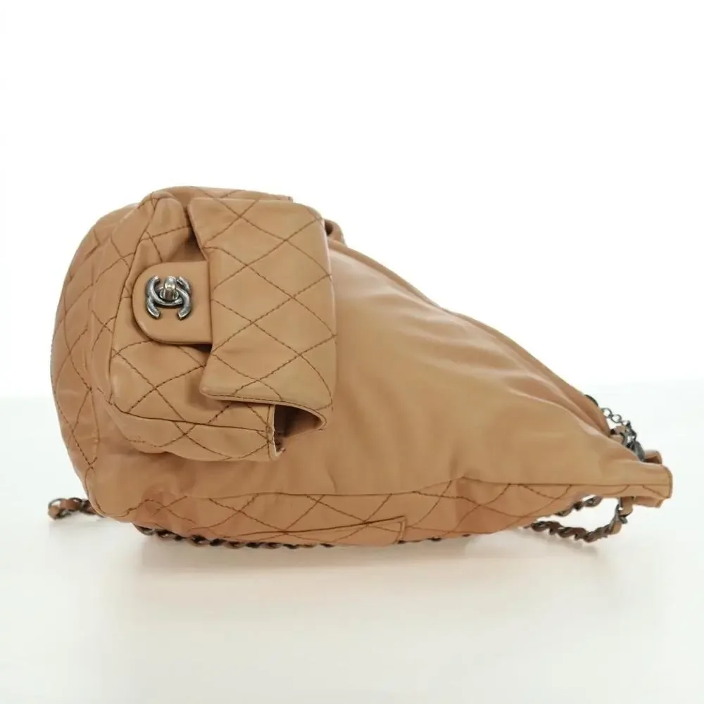 Chanel Matelasse Lambskin Chain Backpack Beige